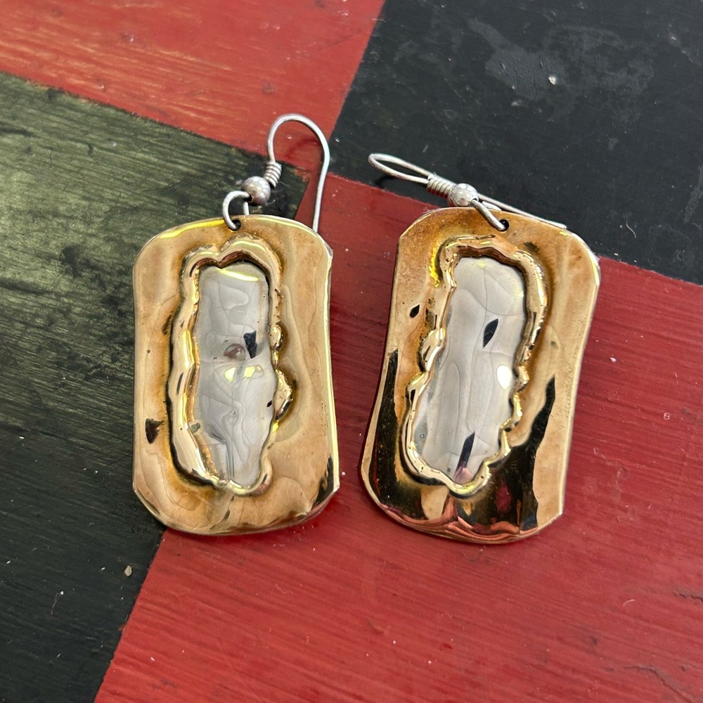 Lazaro Gutierrez Sterling Brass Santa Fe Earrings